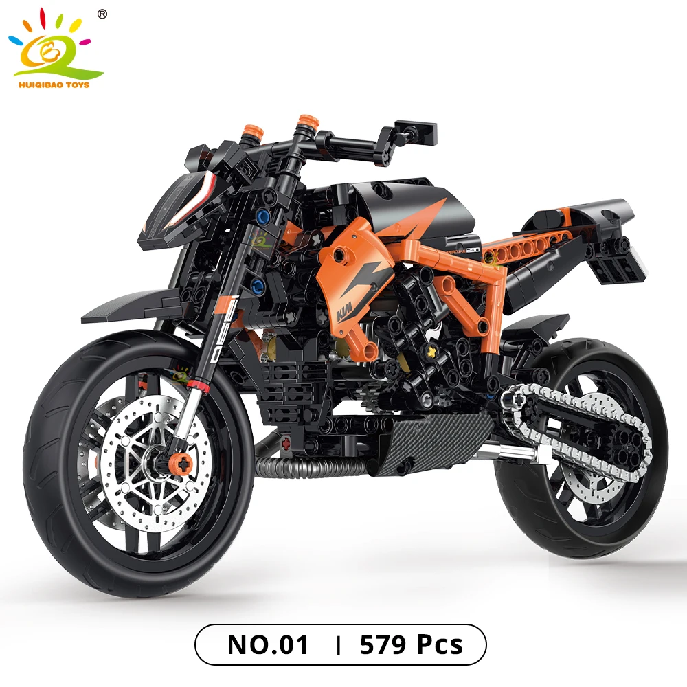 HUIQIBAO 1:8 bloques de construcción de motocicleta clásica modelo de alta tecnología Moto City Racer ladrillos juguete para chico niños adultos juego de coches MOC