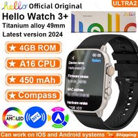 2024 New Genuine Hello Watch 3 Plus Smartwatch 49mm AMOLED 4G ROM NFC Compass Clock Bluetooth Call Sports Smart Watch Men Women