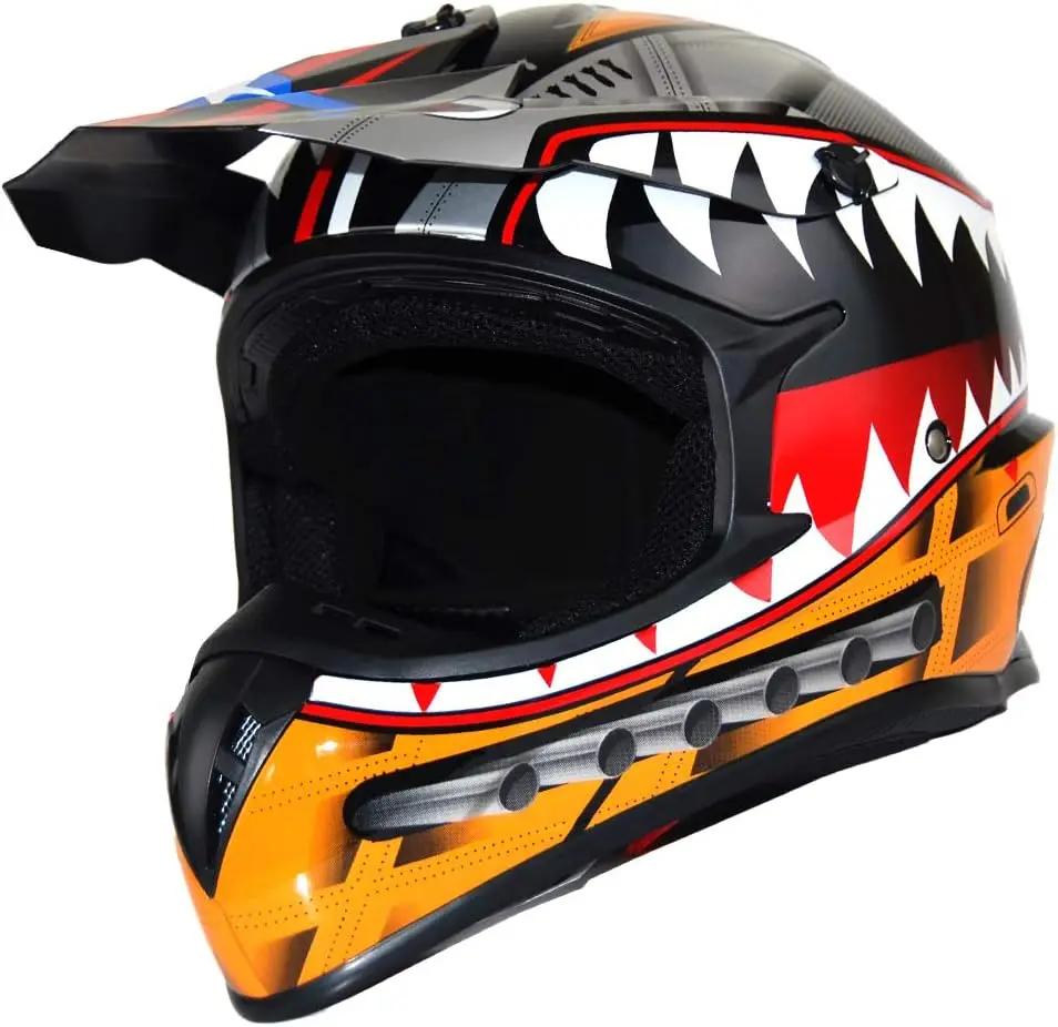 Kask Motocrossowy Bluetooth Medium Z dla Dorosłych BMX MX ATV Dirt Bike Downhill Rower Górski Wyścigowy Monster Shark Style HKY_SC09