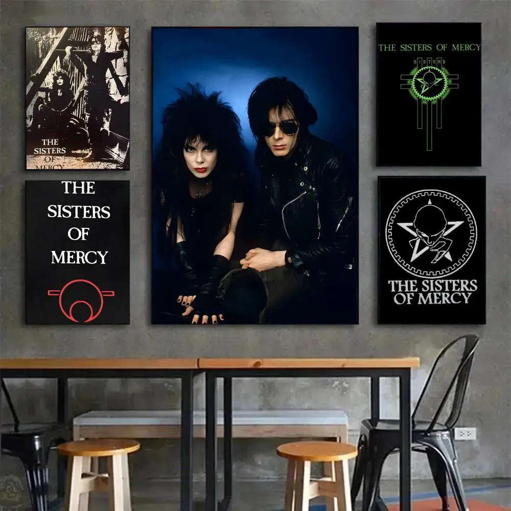 goth rock band S-Sisters Of Mercy Poster Painting Wall Art Mural for Living Room Home Decor and Gifts