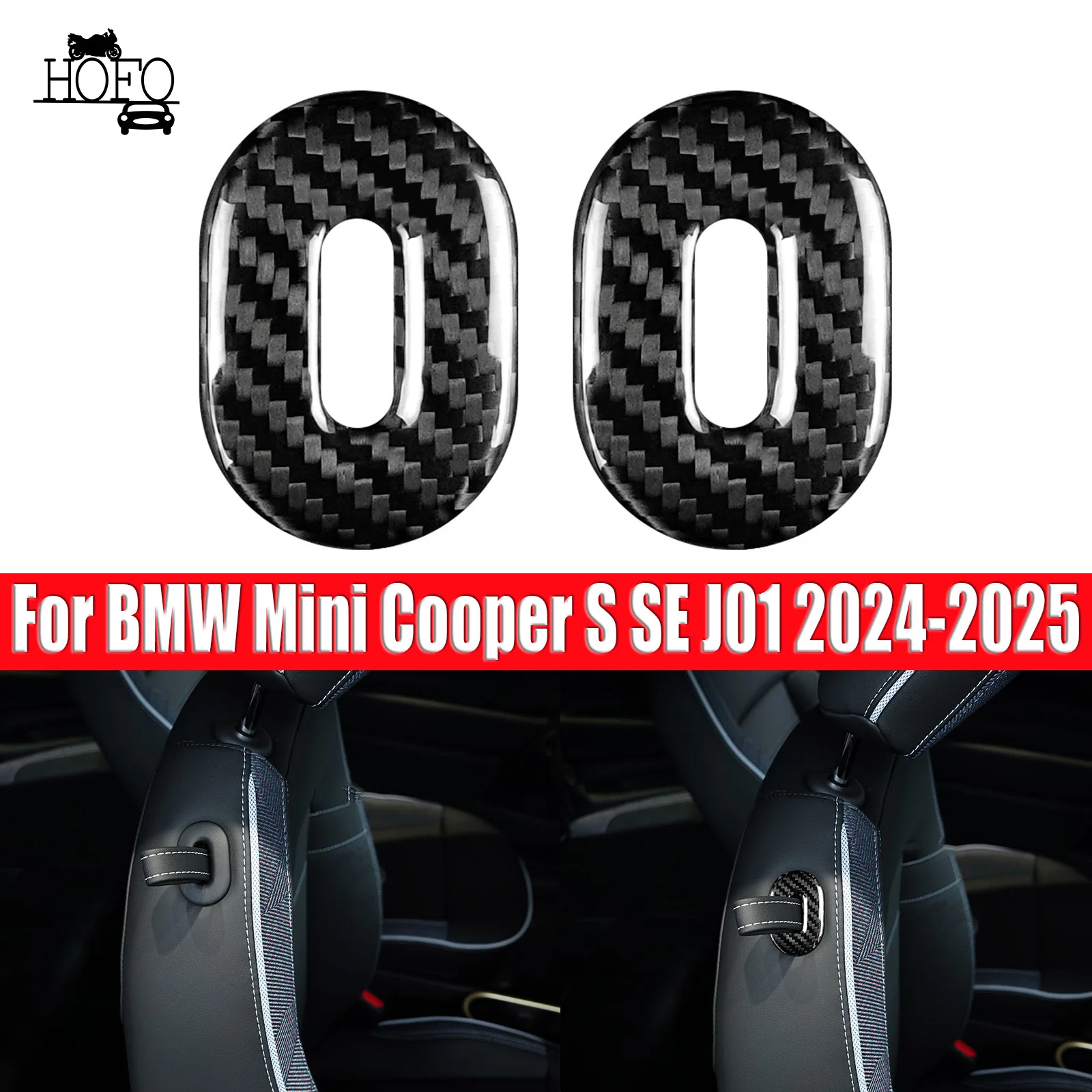 

For BMW Mini Cooper S SE J01 2024-2025 Car Real Dry Carbon Fiber Interior Seat Backrest Side Buckle Clasp Frame Cover Trim