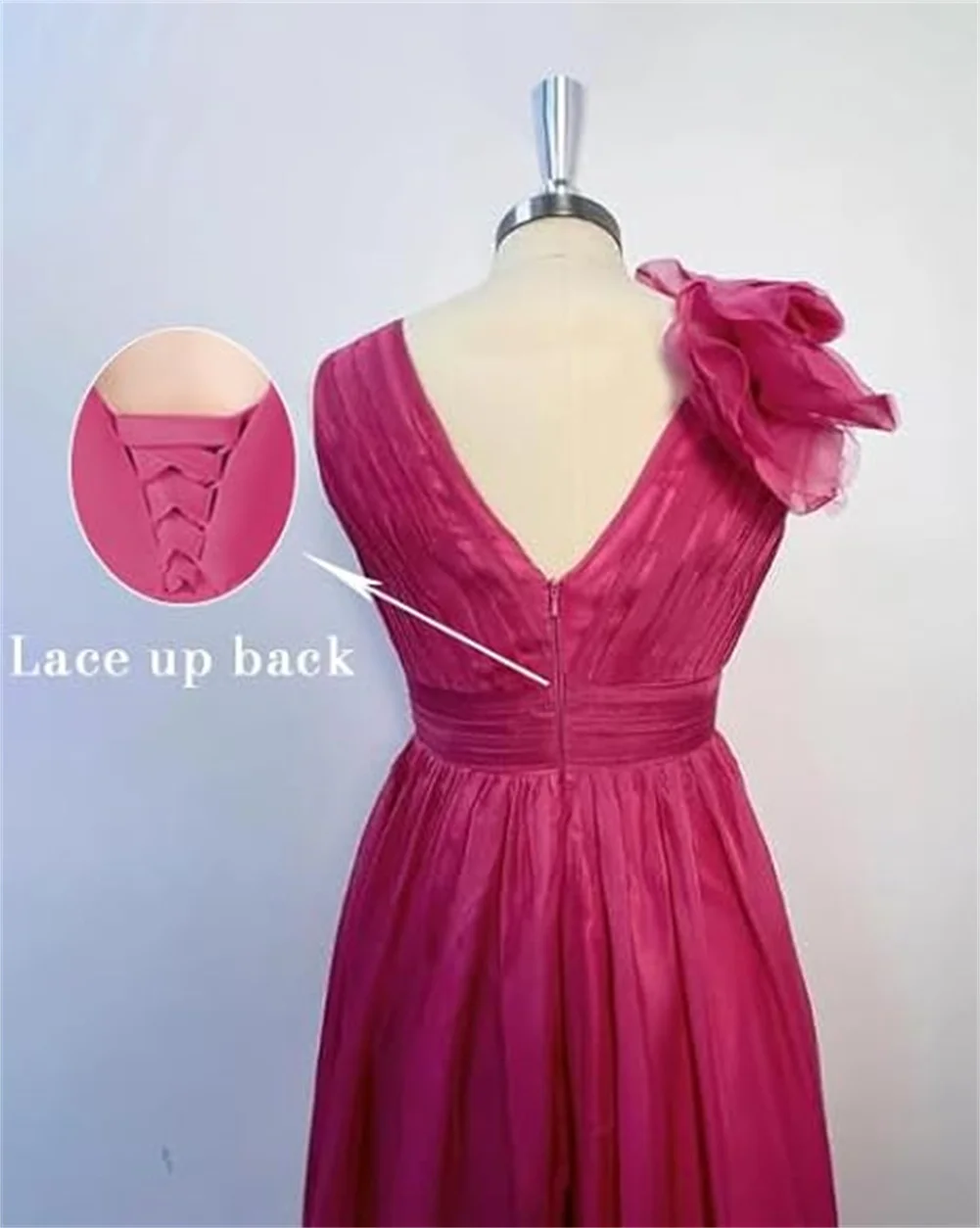 フクシア-女性のためのVネックウエディングドレス,セクシーなふくらんでいるチュール,3D花のサイドスリット,長くてフォーマルなイブニングドレス,ラインパーティードレス,カスタマイズ