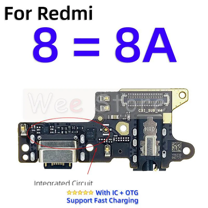 AiinAnt Dock USB Charger Connector Mic Board Fast Charging Port Flex Cable For Xiaomi Redmi Note 8 8A 8T Pro Plus Spare Parts