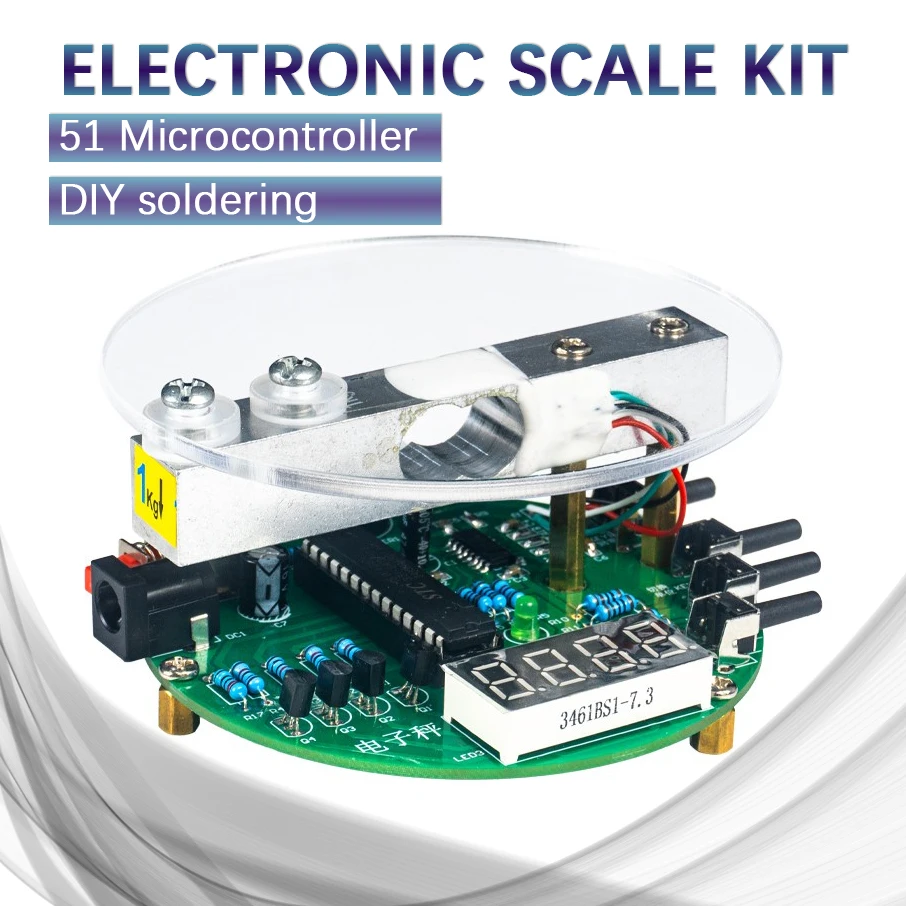 51 Microcontroller 1kg Electronic Scale DIY Kit Circuit Board Soldering Practice Assembly Practical Training Loose Parts