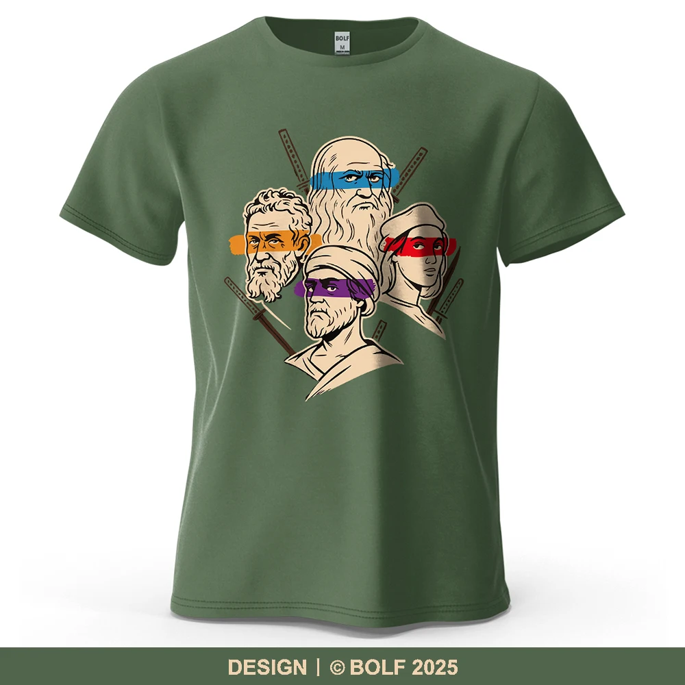 تي شيرت رجالي مطبوع عليه فرقة النينجا من Art Ninja تي شيرت 100% قطن كبير الحجم برسومات إبداعية للنساء تي شيرت غير رسمي ملابس الشارع