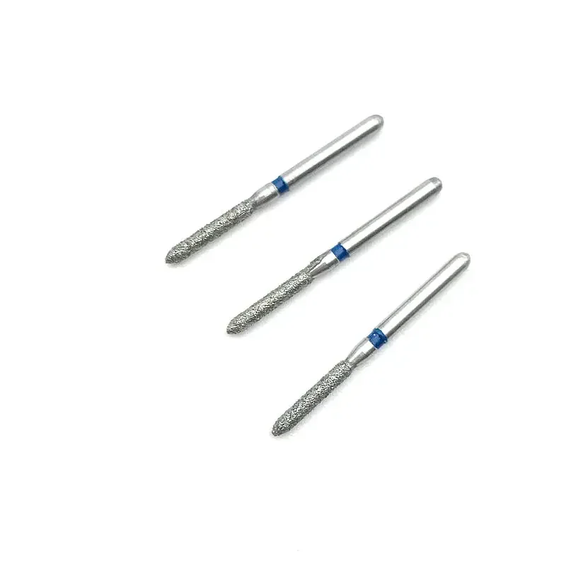 10pcs Dental Diamond Burs Dentistry Diamond for High Speed Handpiece Crown Preparation Cylinder with Beveled Tip Drills 1.6mm