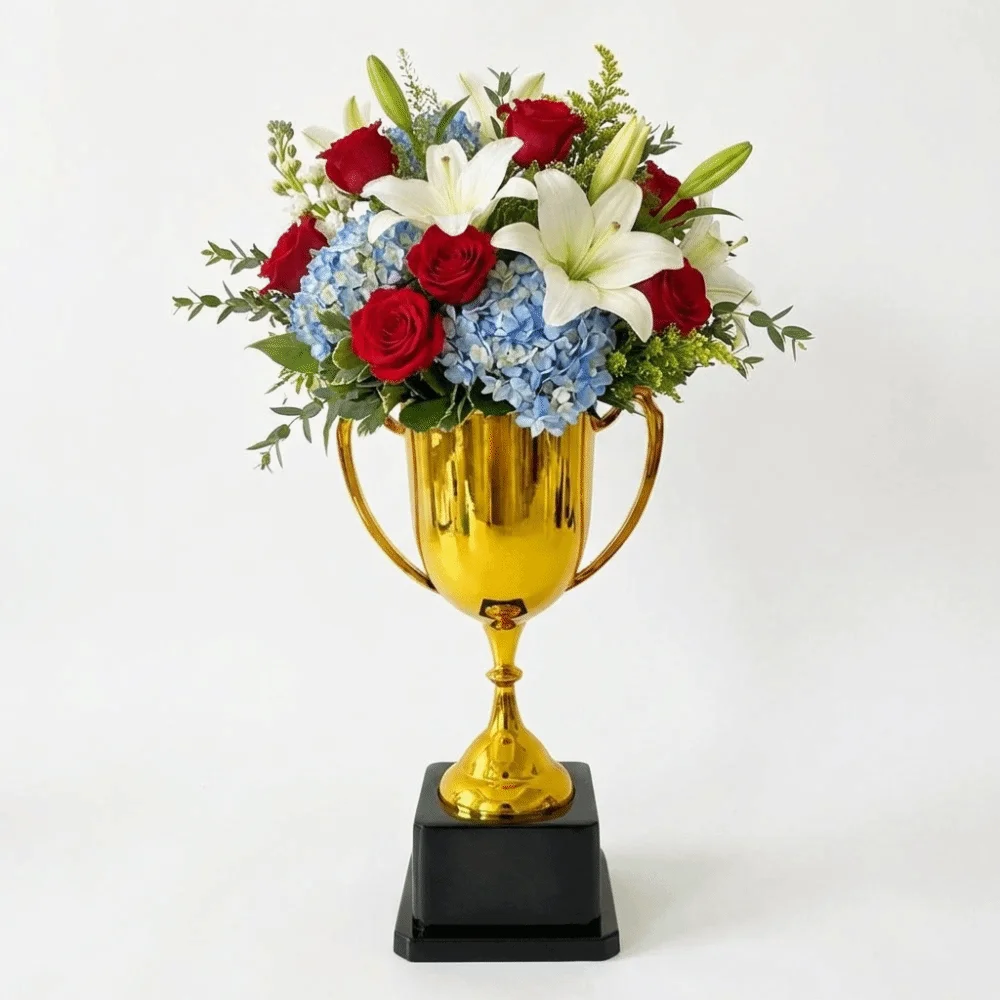 DIY Trophy Vase Achievement Award Celebration Flower Trophy for Competition Romantic Floral Arrangement Bouquet Wrapping Package