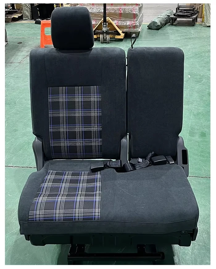 High Quality DOS VIP Bus & RV Camper Seats Foldable Backrest Checkered Cloth & Leather Van Seating