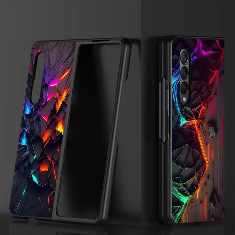 Back Phone Cover Case for Samsung Galaxy ZFold7 Z Fold 7 6 5 4 3 ZFold4 ZFold3 ZFold6 ZFold5 Polygonal Art Blocks