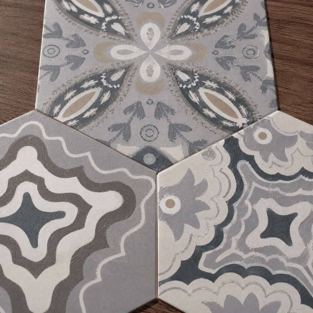 10pcs Peel and Stick PVC Tile Stickers Hexagonal Pattern Self-Adhesive Floor Stickers Mosaic Style Wall Stickers Kitchen Decor