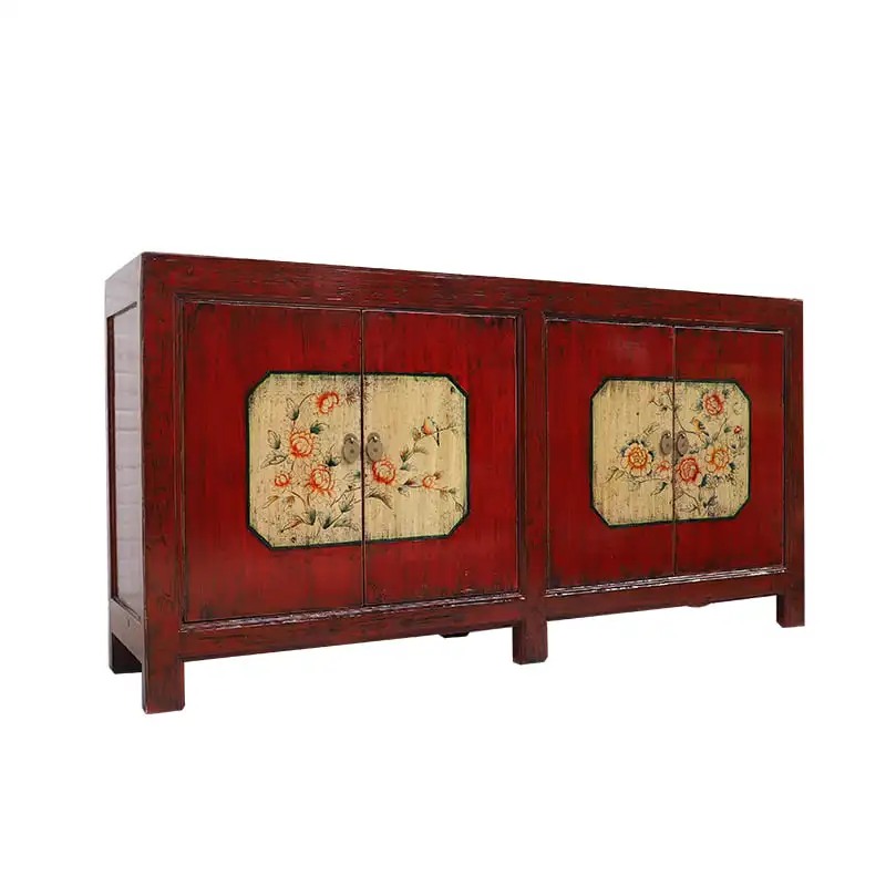 Chinese antique hand-painted living room storage sideboard buffet cabinet