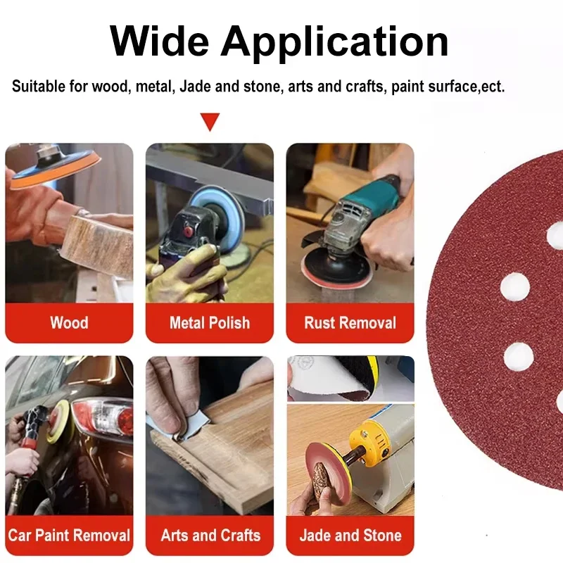 8 Hole 125mm Sandpaper Woodworking Metal Grinding Disc Abrasive Polishing Tool 60/80/100/120/150/180-2000 Grit Sanding Discs view 6