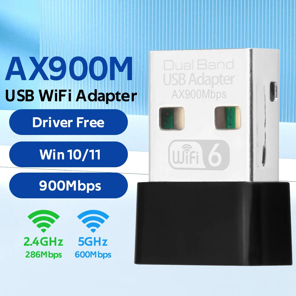 AX900 USB WiFi 6 Adapter Dual Band 2.4G&5Ghz 2 in 1 Dongle USB Wifi 6 Network Card Wireless Receiver Free Drive