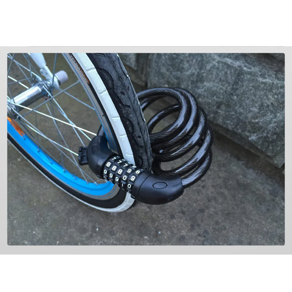 

5 Digit 120Cm Heavy Duty Bicycle Combination Lock Durable Anti-Corrosion Cable Bike Lock For Motorcycle Scooter Black