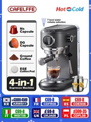 Cafelffe Caffettiera 4 in 1 Calda/Fria Dolce Gusto e Nespresso Capsule ESE Pod Macinato Cappuccino Macchina per Espresso Cafetera 19 Bar