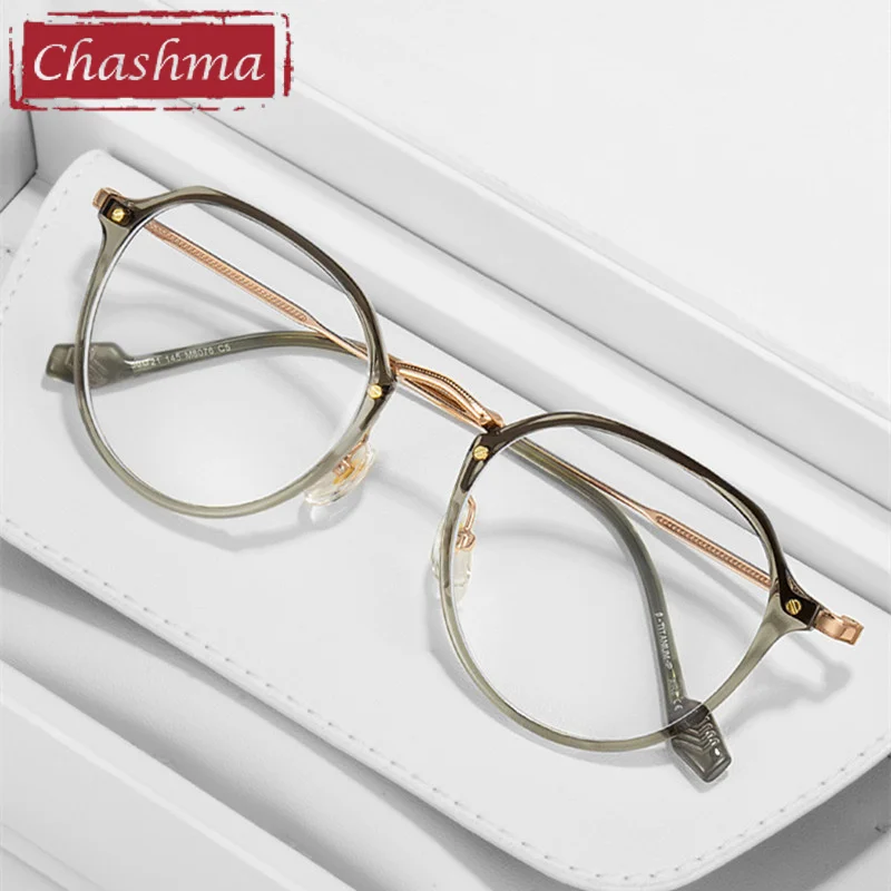 

Chashma Glasses Frame Women Retro Spectacle Prescription RX Lenses TR90 Titanium Light Flexible Student Eyewear