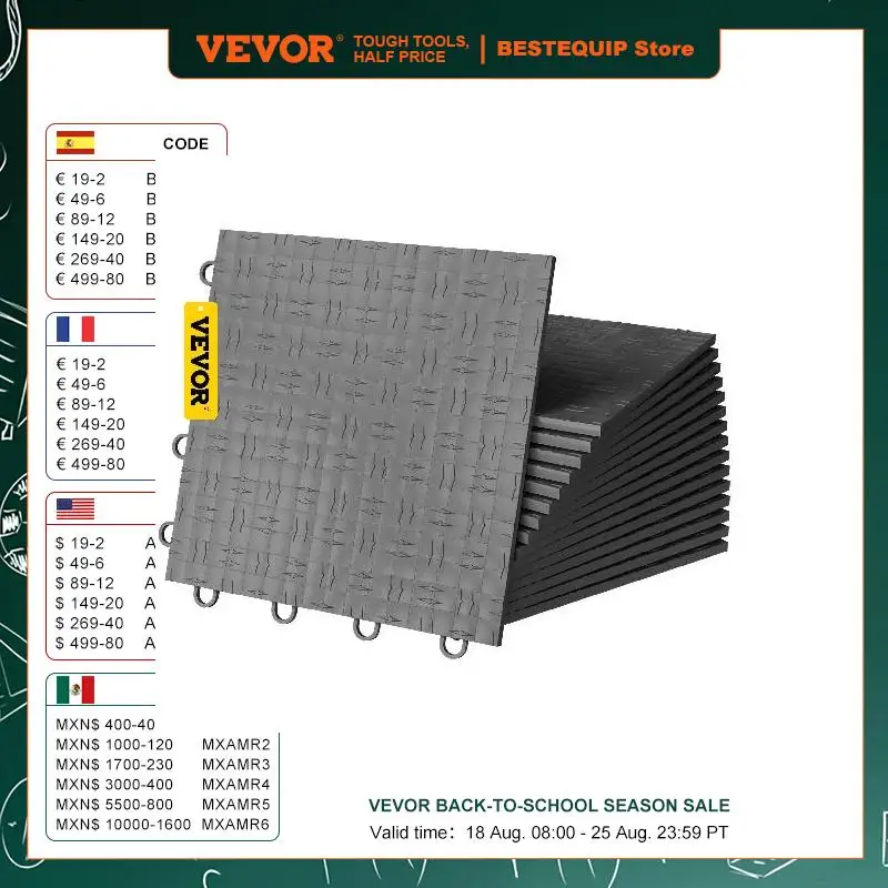 

VEVOR Garage Flooring Tiles 12"x12" 25 Or 50 Pack Graphite Interlock Flooring Diamond Garage Floor Suitable For Basement Gym Mat