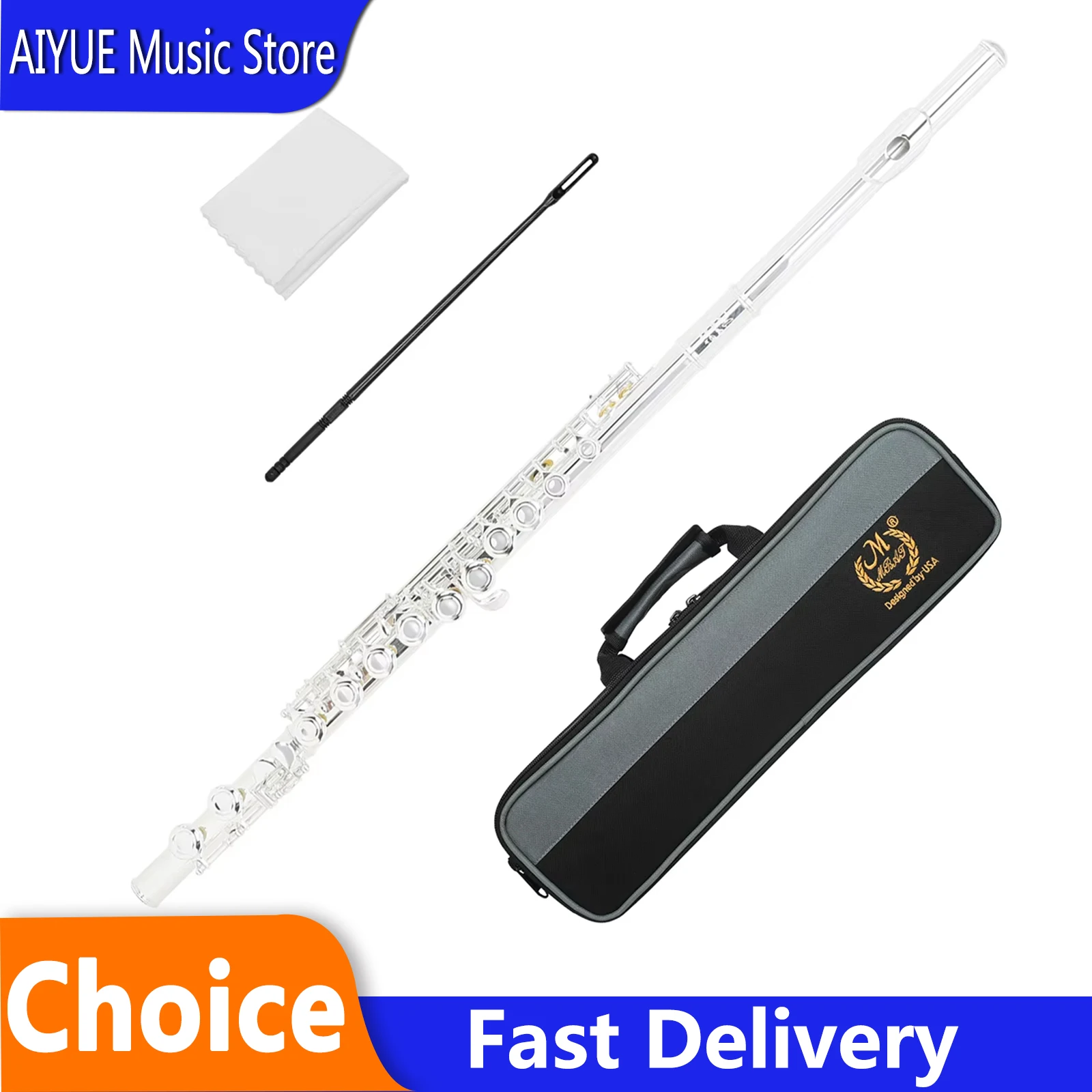 

Флейта MBAT, 16 отверстий, с регулировкой C-тона, с закрытыми клапанами, из белой меди, посеребренная, высококачественный деревянный духовой инструмент с аксессуарами