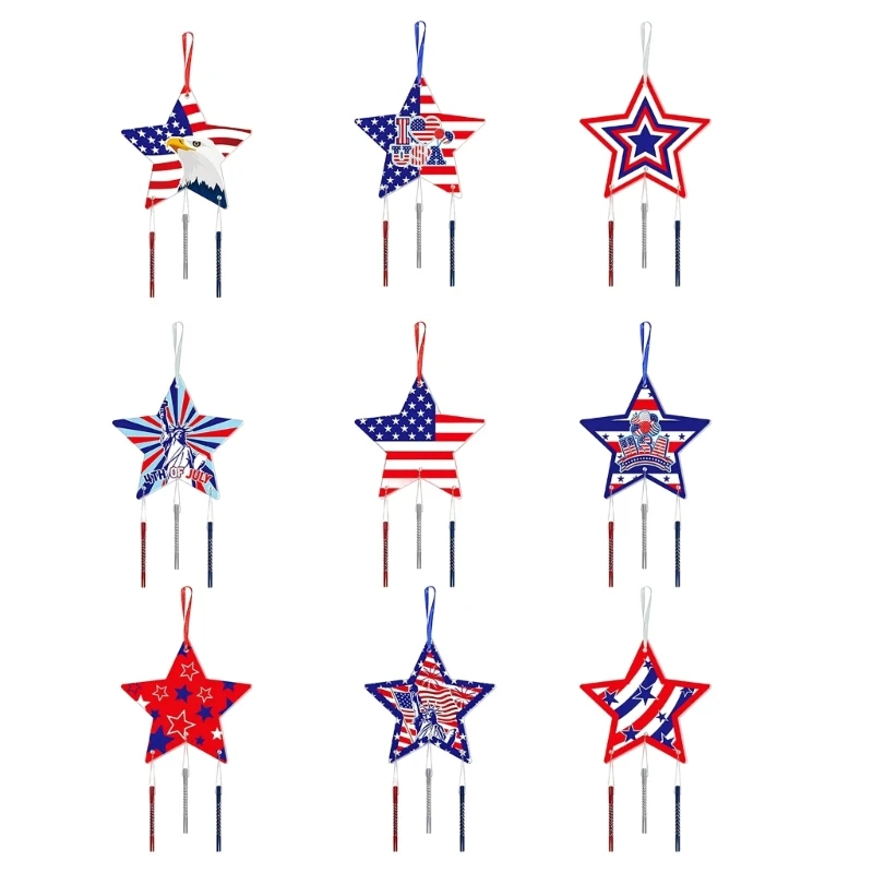 

U2JC Patriotic Wind Chimes Decorations For American Independence Day Durable Paper Materials In Multiple Color