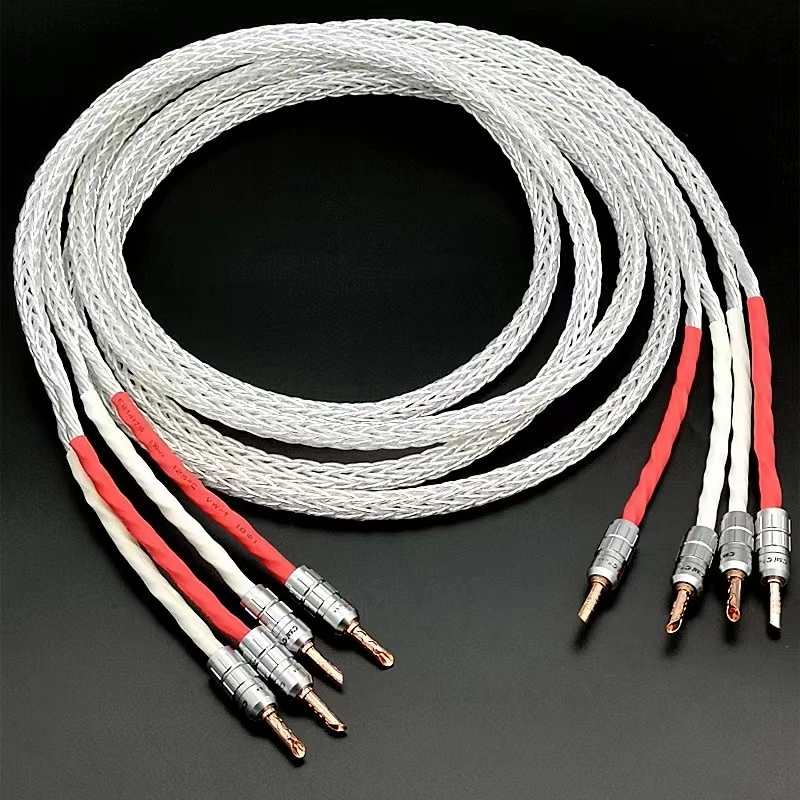 HiFi 8AG sterling silver speaker audio cable new 1 pair 16-core Speaker Cord Wire For Hi-fi Systems