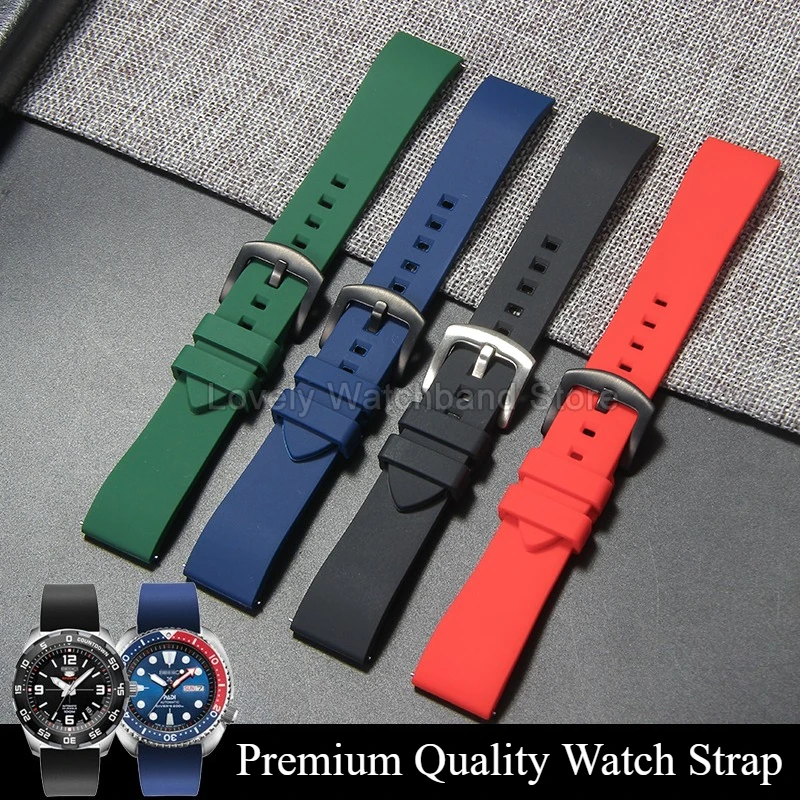 Silicone Watchband Black Green Orange for Tissot Hamilton Armani Flat Interface Special Buckle Easy-Clean Soft Sweat-Resistant