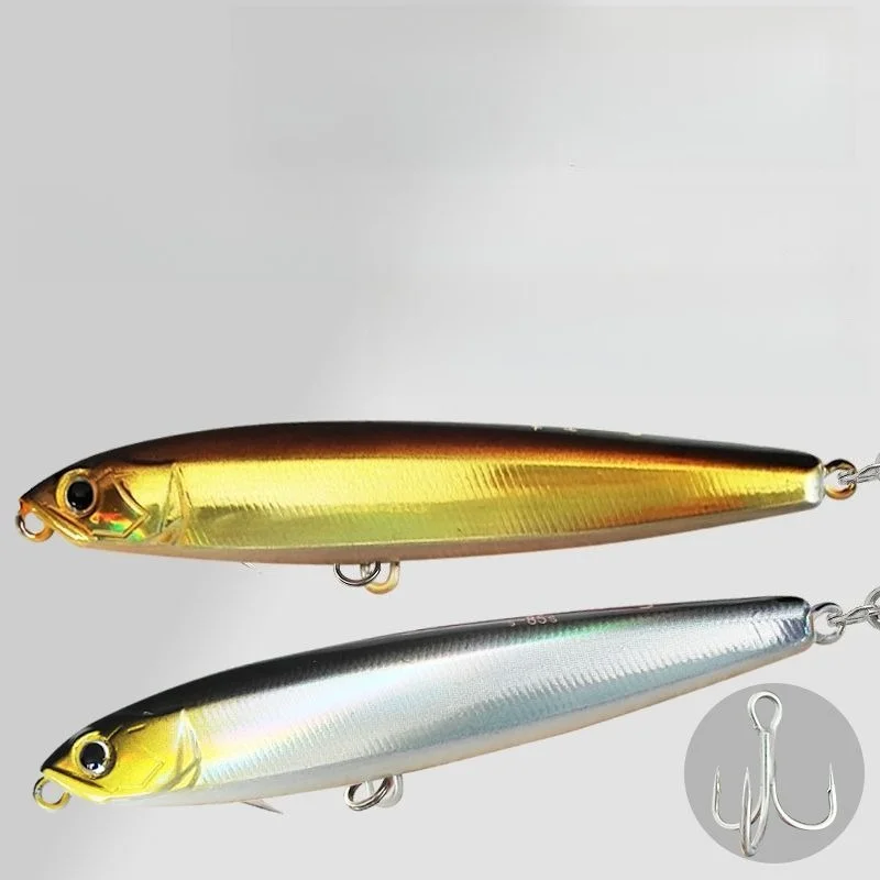 1pc Leurre Crayon Coulant 10g/7.5cm Type Long-cast Vibrant avec Bille Sonore Renforcée Anti-rouille Triple Hameçon Matériel de Pêche