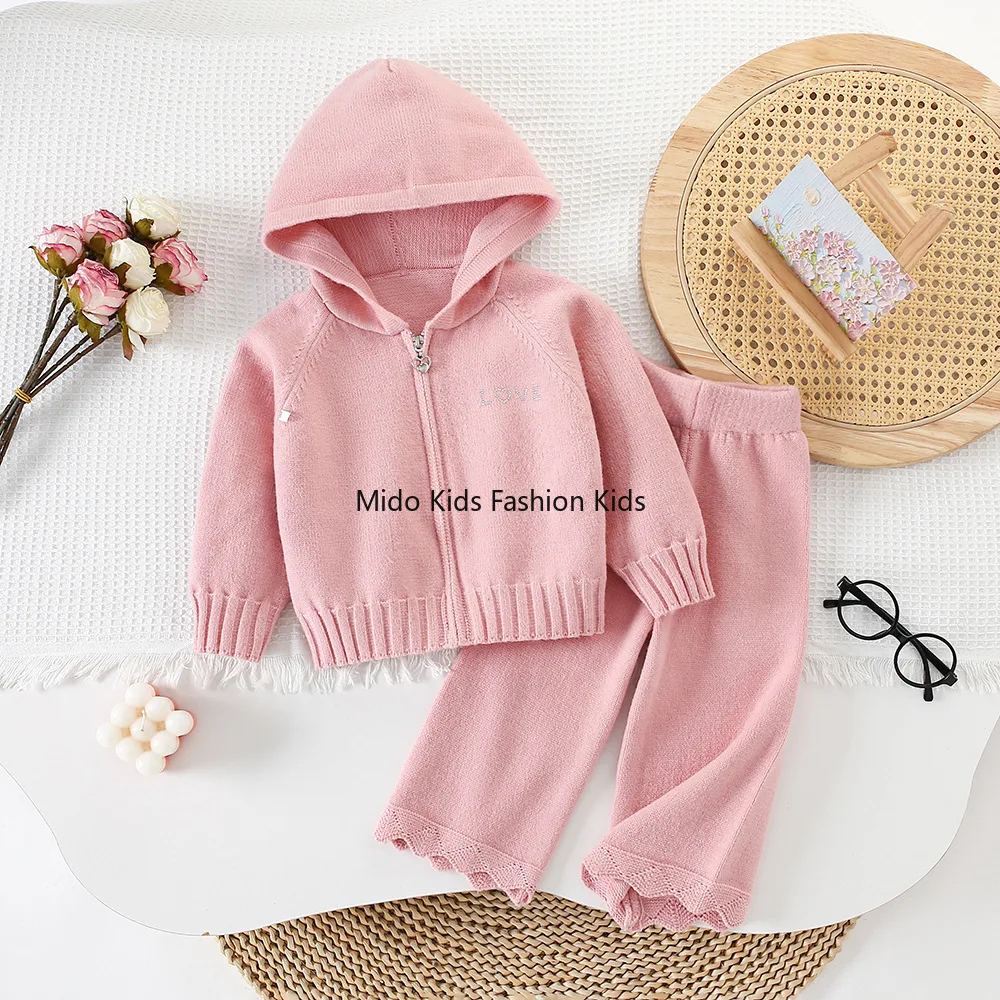 مجموعة تريكو للأطفال - خريف/شتاء وصل حديثًا بنطال كارديجان محبوك بغطاء للرأس للفتيات على الطراز الكوري أنيق وعصري #3