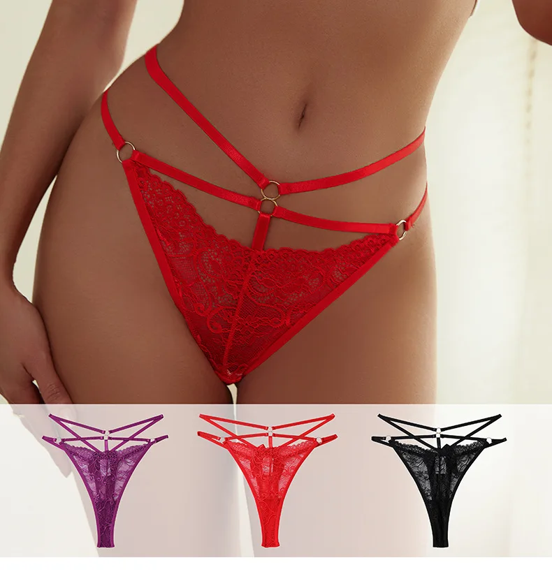 Lace Thong Women Hollow Sexy Low Waist Panties Bow-knot Erotic Underwear Ladies Briefs Lingere Panty Underware Womens Lingerie