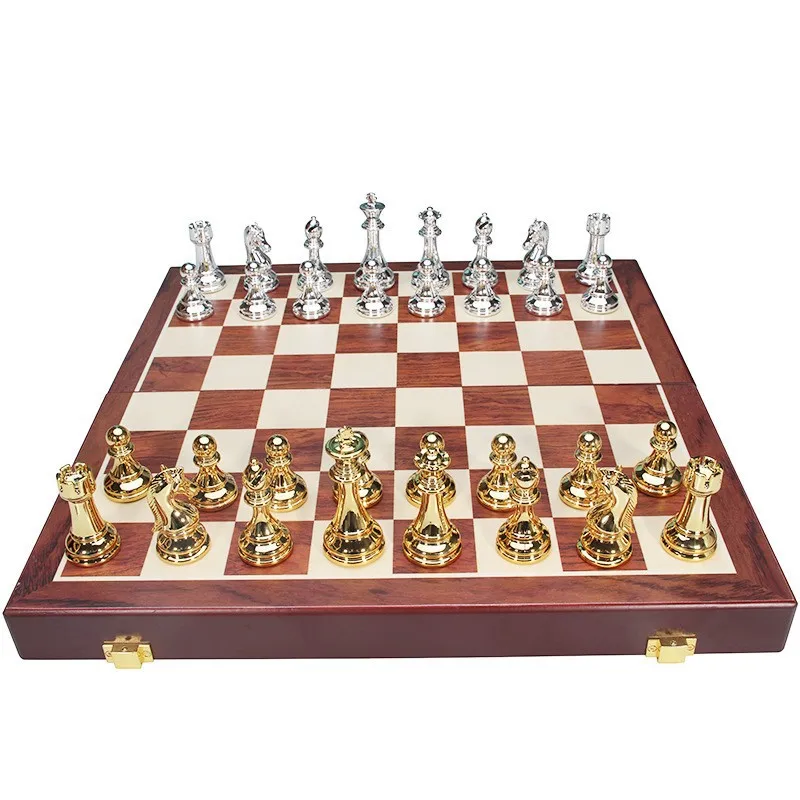 Chess oversized competition weighted chess pieces wooden box vintage chess model house ornament foldable puzzle piece