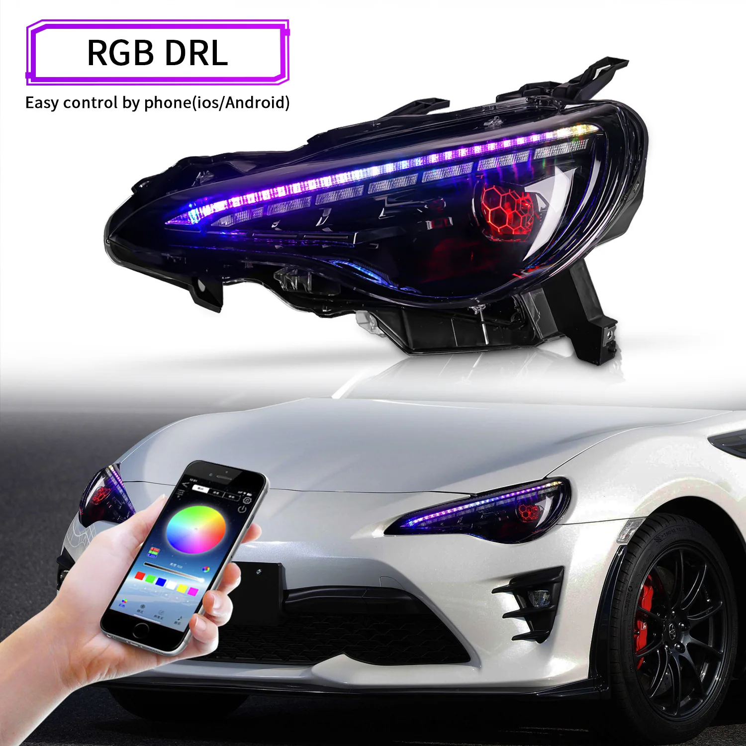 Wholesale High Quality Car Light for 1986 Headlights & Subaru BRZ Headlights RGB with Honeycomb Demon Eye