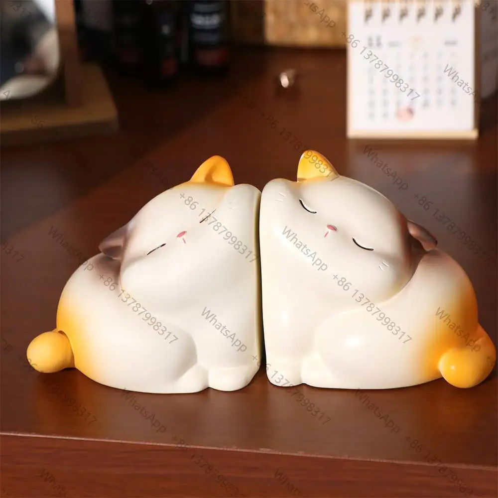 Unique Cat Shaped Kawaii Book Holder Resin Durable Hug Cat Bookshelf Portable Cute Cat Decorative Bookends Hold Books