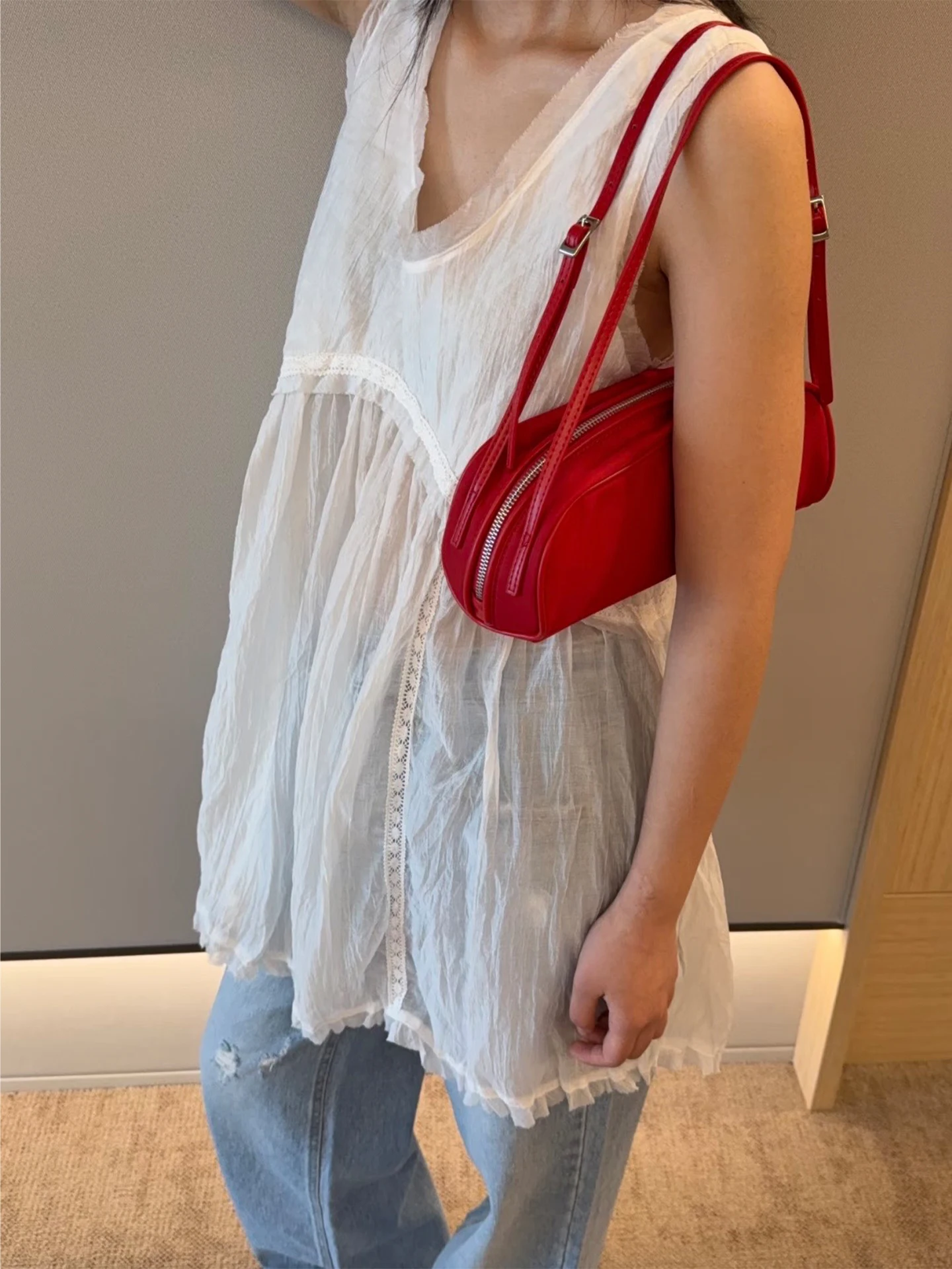 bolso-de-hombro-impermeable-de-nailon-rojo-diseno-rectangular-correa-de-hombro-no-desmontable-para-mujer
