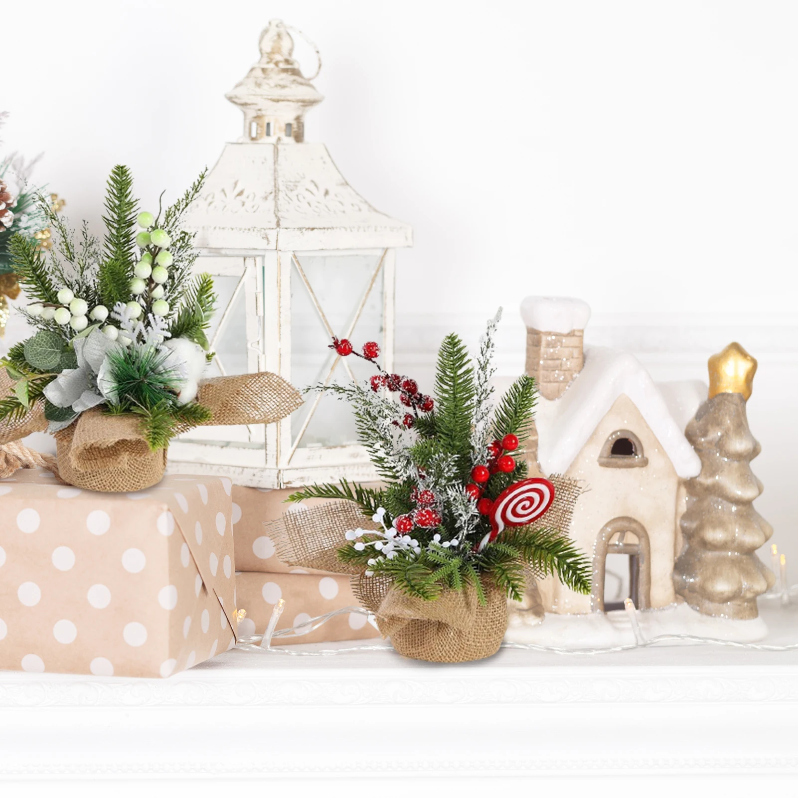 Mini arbre de Noël, vitrine de bureau, simulation de décoration