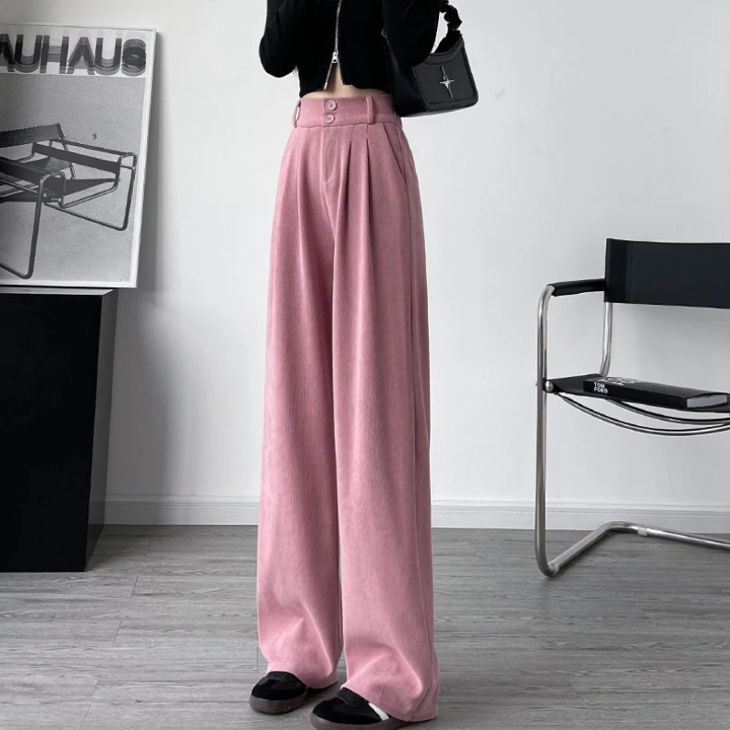 

Autumn Winter Streetwear Y2K Pants Women Thicken Wide-legged Loose Long Trousers Korean Ladies High-waist Draping Sweatpants