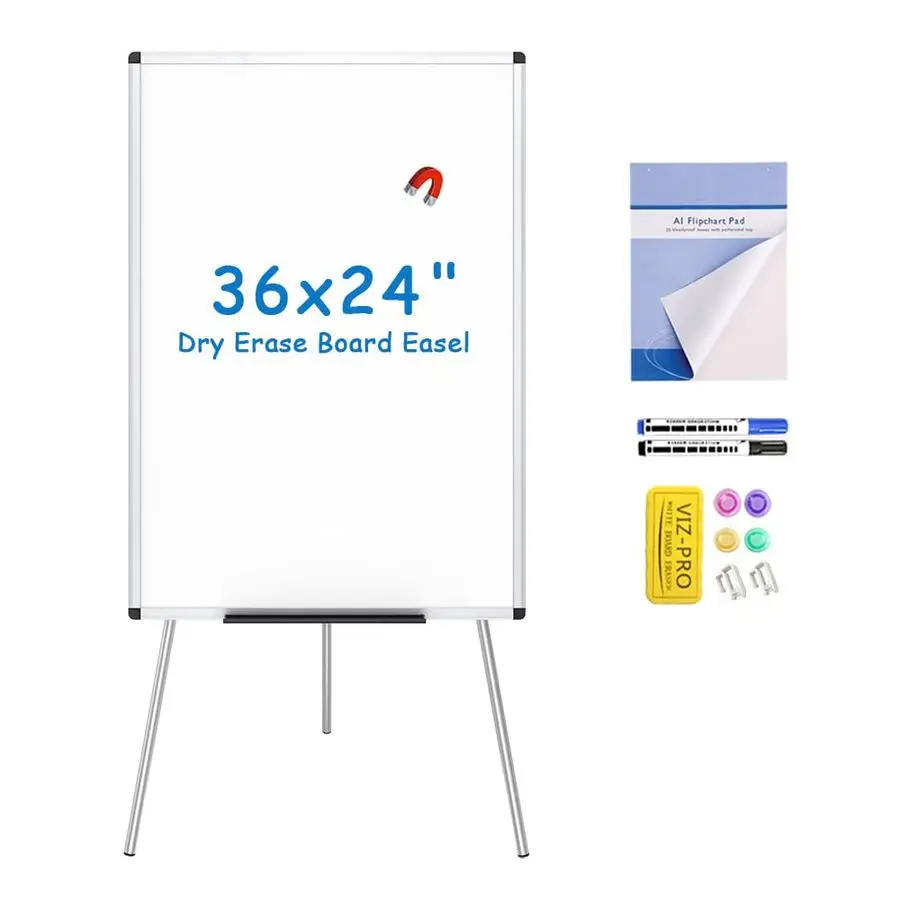 

Magnetic Whiteboard Easel, 36 x 24 Inches, Portable Dry Erase Board Height Adjustable for School Office and Home