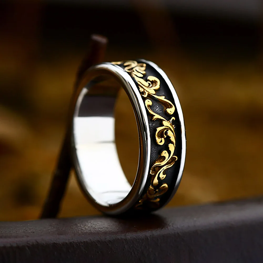 Image of Mode Einfache Vikings Spindrift Muster Runde Ringe Für Männer Frauen 316L Edelstahl Nordic Amulett Schmuck Geschenke Dropshipping