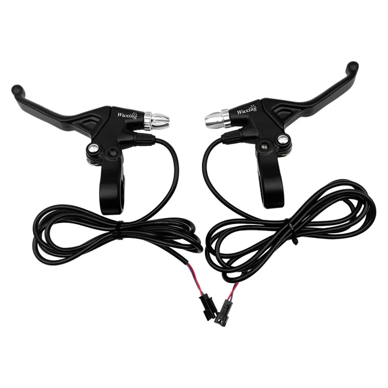

1 Pair 2 Wire Left and Right Electric Bike Electric Brake Lever Replacement Parts, Scooter Black Power Off Brake Lever