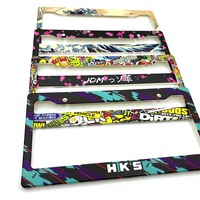 JDM USA Standard ABS Car License Plate Frame Auto Plates Holder for HKS Anime Cute Decoration Vehicle License Plate Cover