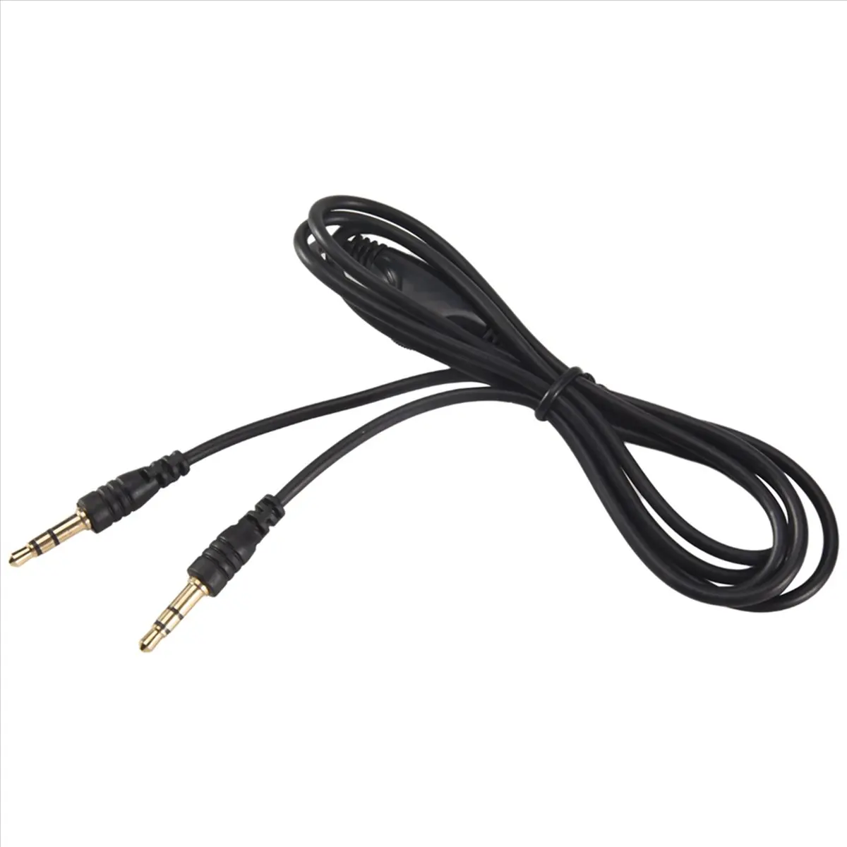 *N21R 2Pcs 3.5mm M/M Stereo Headphone Audio Extension Cable Cord With Volume Control Black