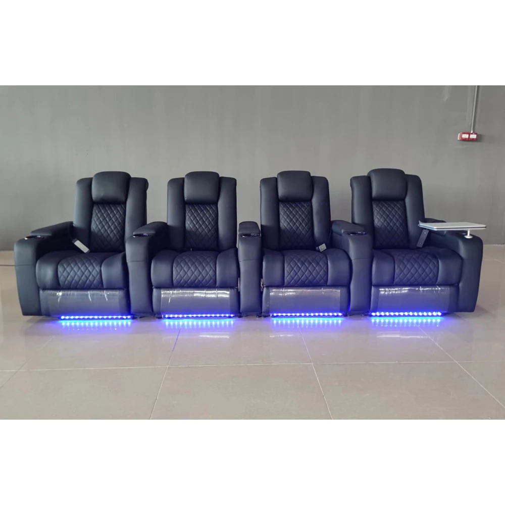 

MANBAS Dual Motors Leather Sofa Seating Room with Electric Recliner, Massage and Refrigeration Cup Holder for Theater Seating