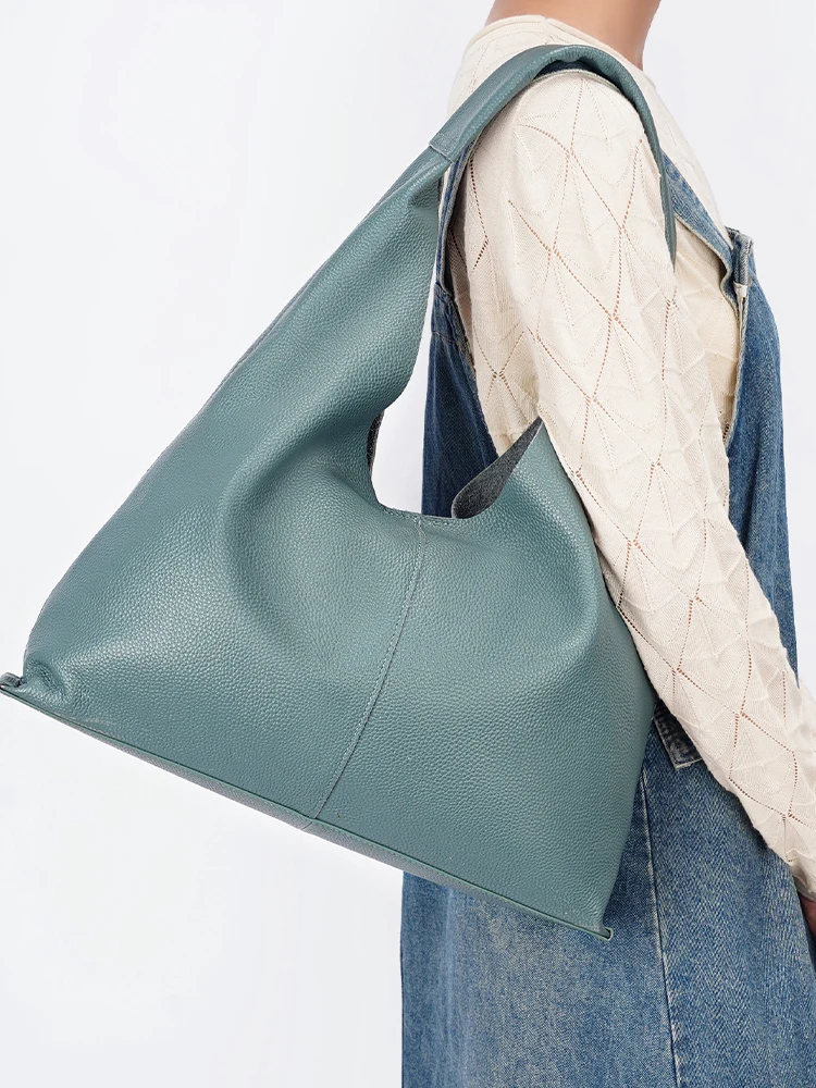 Zency Soft Genuine Leather Women's Big Tote Bag Handbag Large Capacity Shopper Bag 2026 New Women Luxury Bag SolidColor Shoulder