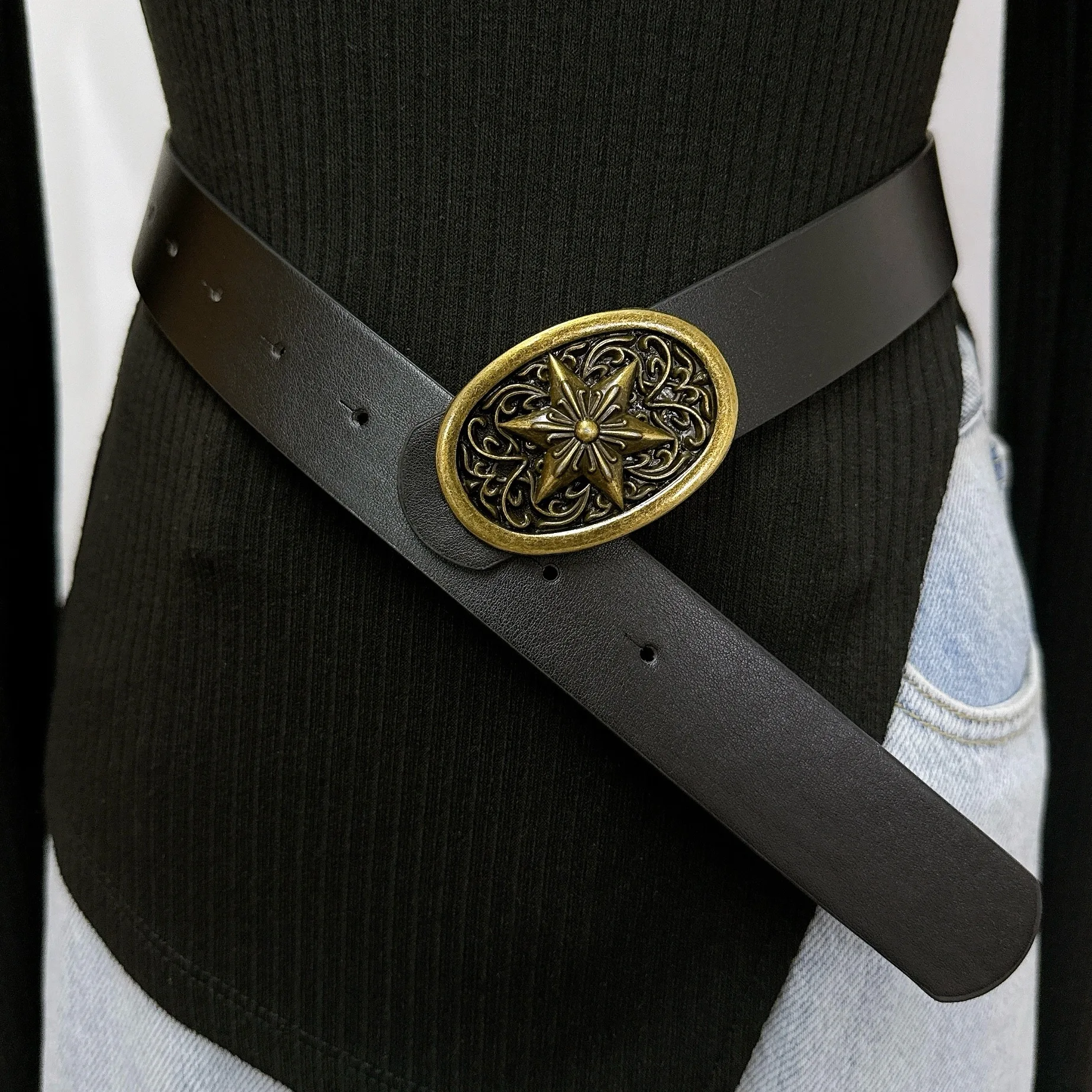 Gothic Y2K Women Men Belts Goth Ladies Hip hop Punk Rivet Skeleton Print Waist Belt Jeans Waistband