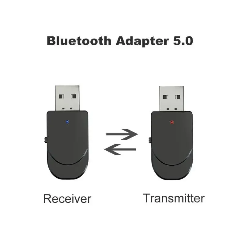 블루투스 5.0 오디오 리시버 송신기, 3.5mm 잭 AUX USB 음악 무선 어댑터 및 마이크, 핸즈프리 통화, 자동차 TV PC 헤드폰용