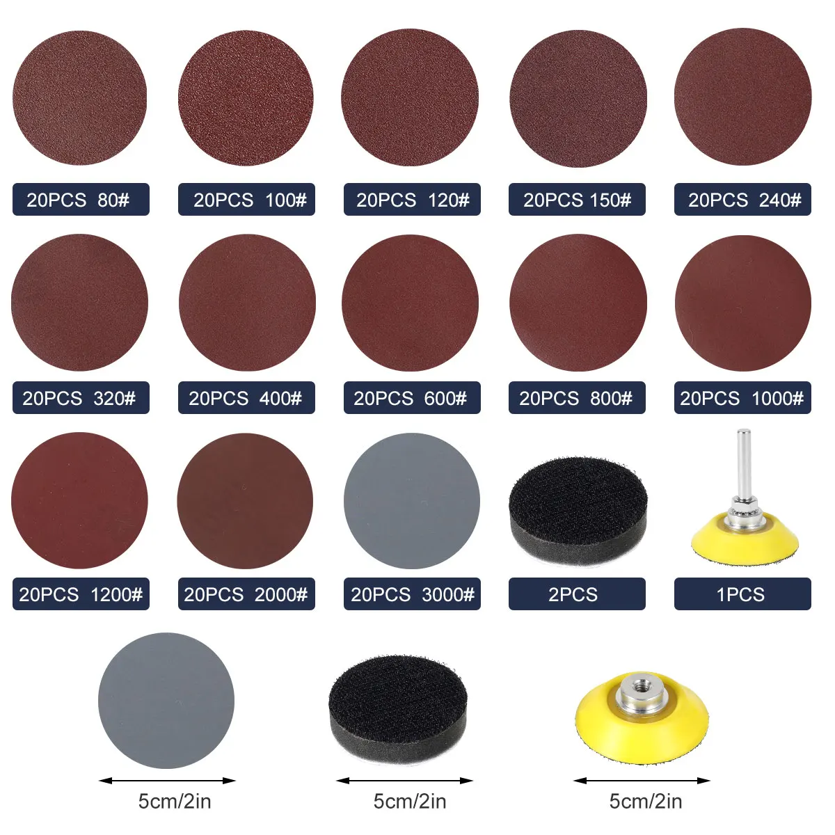 25/50/75mm Schuurschijf Pad 60-3000 Grit Schuurpapier Assortiment Polijstschijf voor Grinder Rotary gereedschap Houtbewerking Accessoires