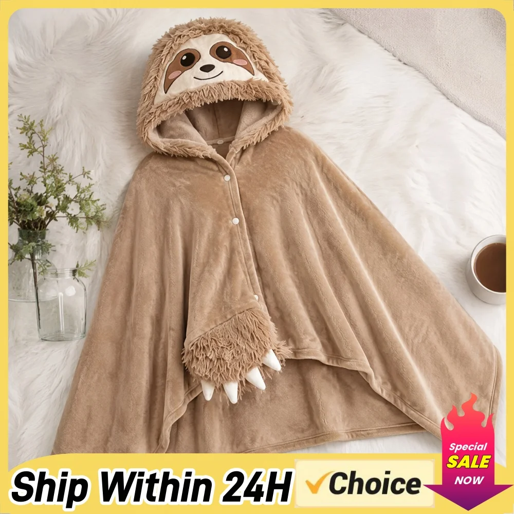 Halloween Oversized Hoodie Blanket Cute Animal Flannel Wearable Shawl Wrap Cozy Sofa Nap Throw for Women