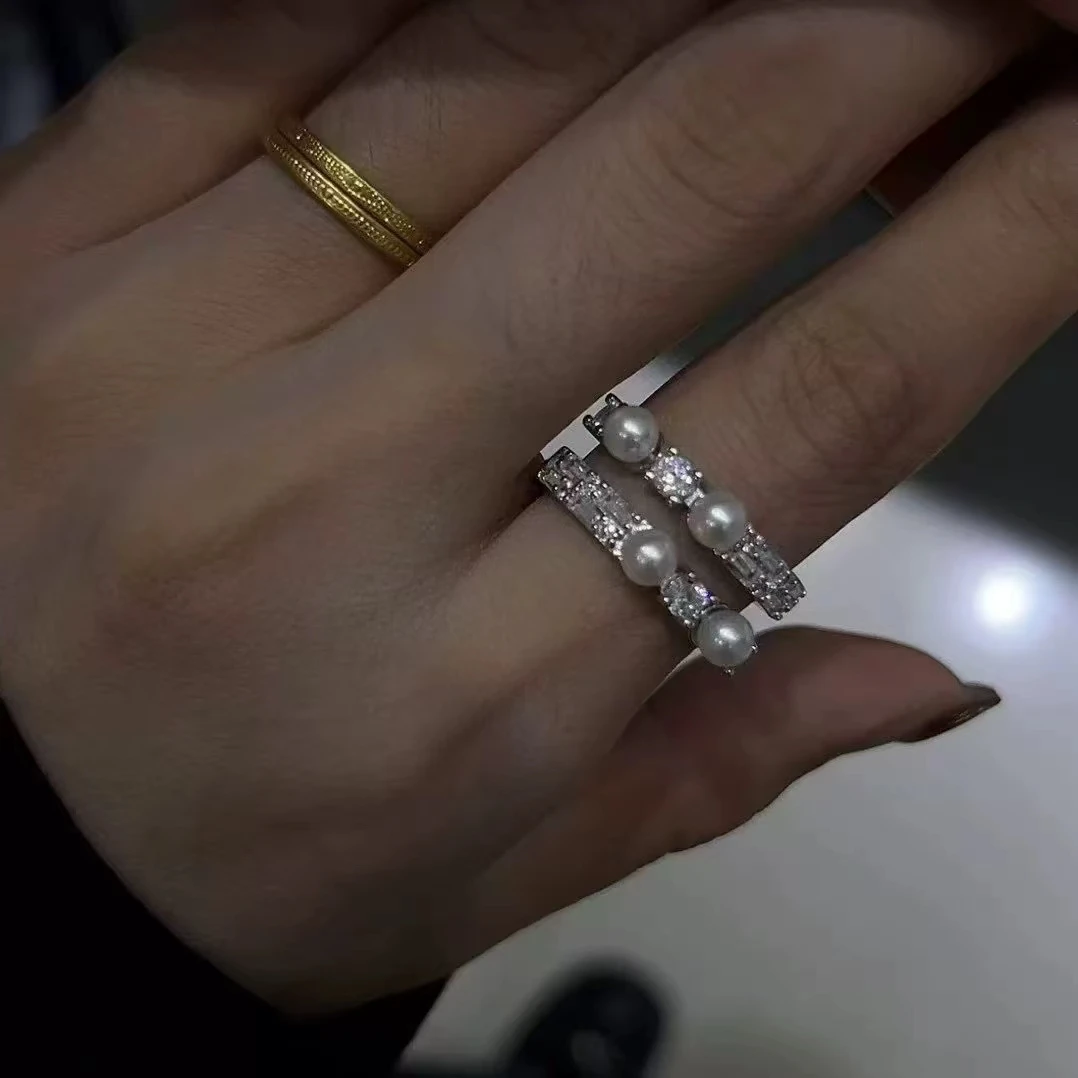 925 Sterling Silver Adjustable Ring Mount Settings Findings Mountings Accessory Parts Fittings for 4-5mm Pearls 5pcs/lot