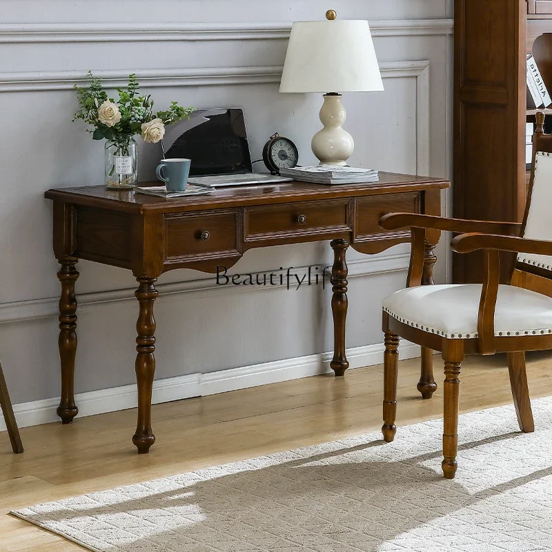 

American solid wood desk European computer simple American country desk