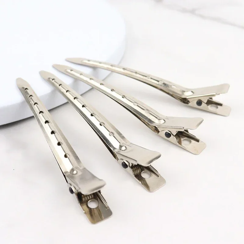 10pcs Hair Care Clips Stainless Steel Hairdressing Sectioning Clips Clamps For Hairdressing Barber Hair Cut Use Styling Tools