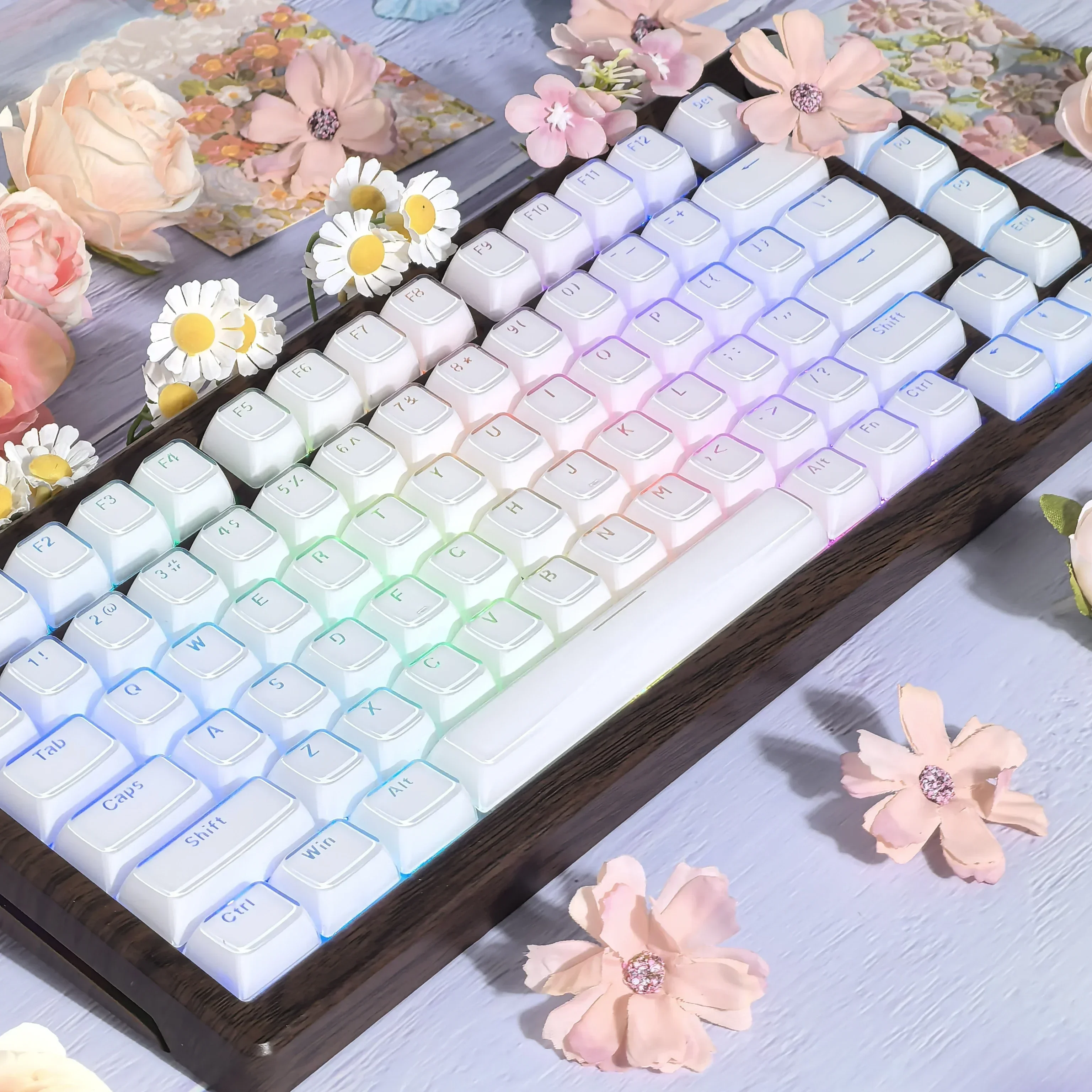 

135Keys Jelly Crystal Keycaps Backlit Translucent MDA Profile Keycap for MX Alice Mechanical Keyboard with 2.25U 2.75U Spacebar