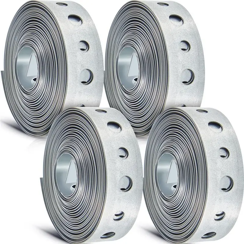 Must Have 4 PCS Galvanized Hanger Strap Metal Strapping With Holes Pipe Hanger 10 Ft Silver Metal For Pipe Supports Hanging